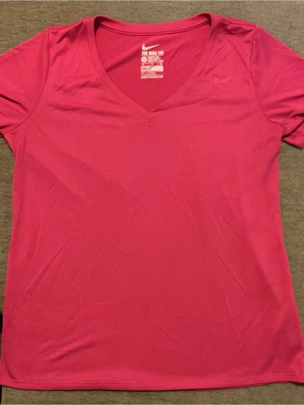Nike Women's Dri-fit Bright Pink V-Neck Short Sleeve Tee xL